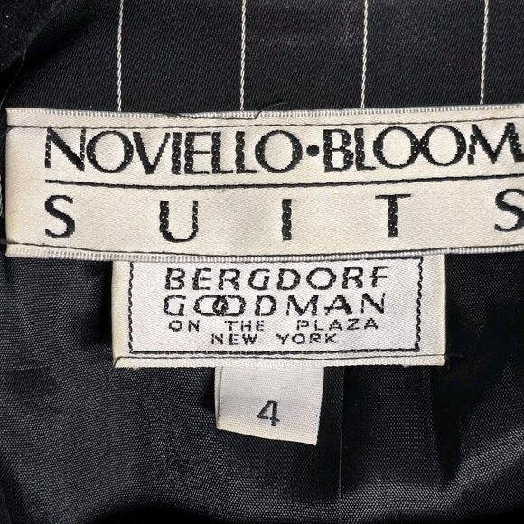 VTG Noviello Bloom Bergdorf Goodman Black Pinstriped Two Piece Skirt Suit Size 4 - Picture 7 of 11